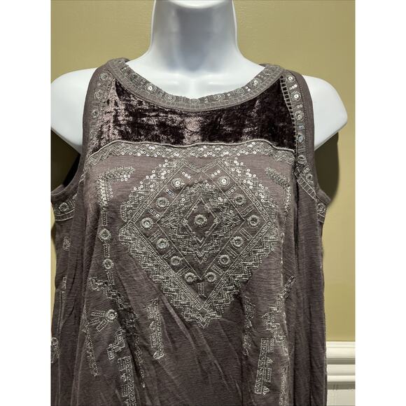 INC International Concepts Boho Embroidered Cold Shoulder Blouse Sz M grey NWT - Picture 4 of 10